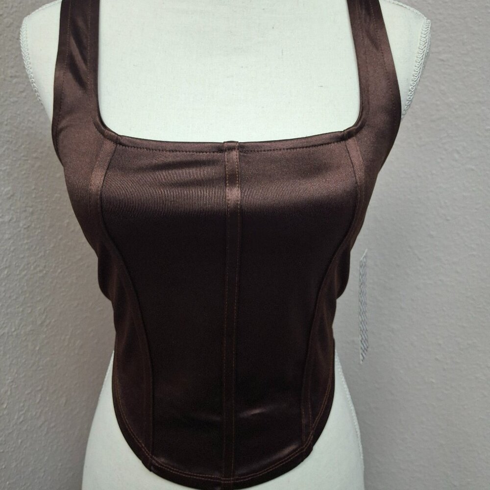Almost Famous Satin Boned Corset Crop Top - NWT